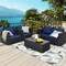 Costway 4 PCS Patio Rattan Furniture Set Cushioned Sofa Chair Coffee Table Blue/Red